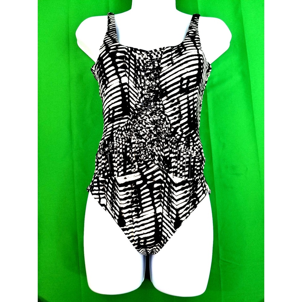 Dolce Vita Women Black White Geometric One Piece Swimsuit DVJU18804 S NEW
